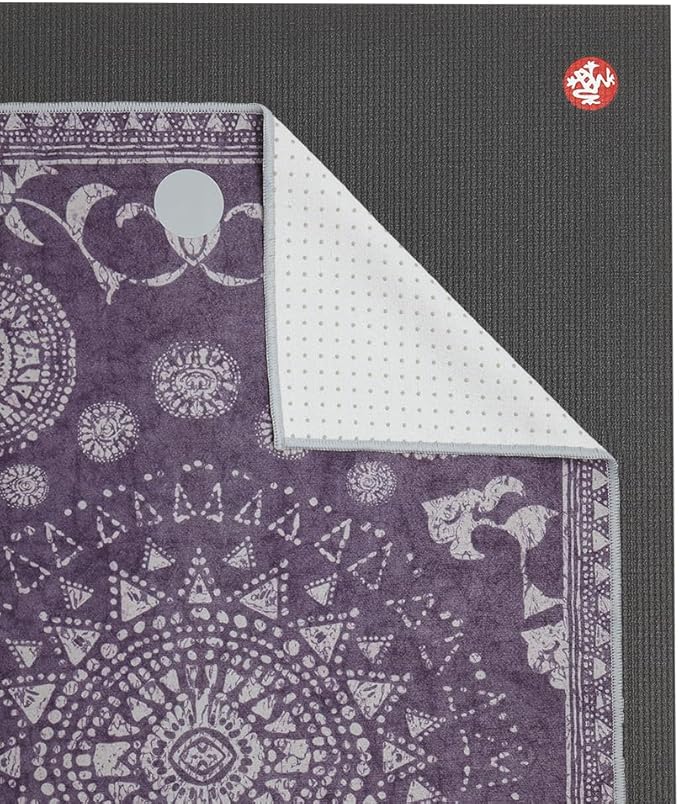 Manduka Yogitoes Yoga Towel – Rubber Grip Dots Non-Slip Bottom, Quick Dry Fitness Towel for Hot Yoga, Pilates, Exercise-FlexoryFit