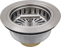 3-1/2 Inch Brushed Nickel Sink Strainers for Kitchen Sink, Stainless Steel Kitchen Sink Drain Strainer Assembly with Strainer Basket And Drain Stopper, US Standard Kitchen Sink Drain Replacement
