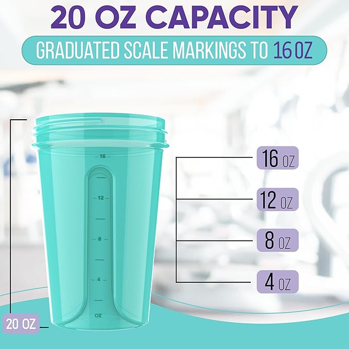 '-2 Pack- 20 oz Protein Shaker Bottles for Protein Mixes - 2x Wire Whisk | Leak Proof Shaker Cups for Protein Shakes and Pre Workout | Protein Shaker Bottle Pack-FlexoryFit