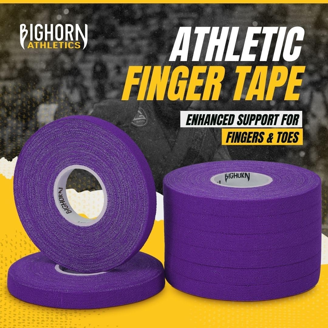 Bighorn Athletics Jiu Jitsu Finger Tape | Residue-Free Athletic Finger Tape for Sports & Injuries: Rock Climbing, Volleyball, Football, Basketball, Hands & Toes | 0.3-Inch x 45-feet, 8-Rolls, Purple