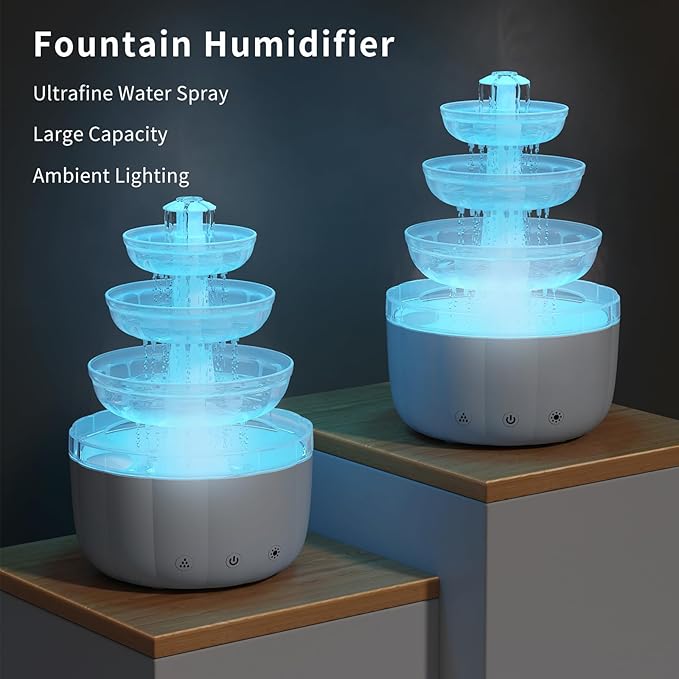 Cloud Rain Humidifier for Bedroom with LED Mood Light & Essential oil Diffuser - Rain Sounds White Noise Diffuser Perfect for Bedroom, Office, and Relaxation (White)