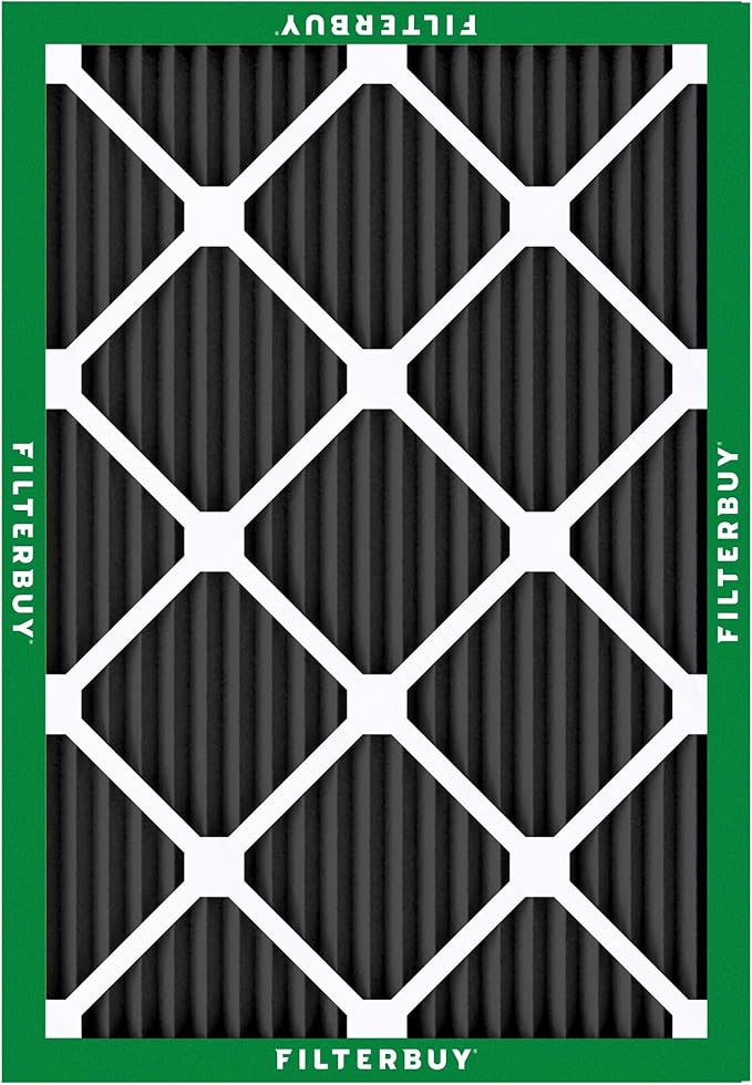 Filterbuy 20x25x1 Air Filter MERV 8 Odor Eliminator (1-Pack), Pleated HVAC AC Furnace Air Filters Replacement with Activated Carbon (Actual Size: 19.50 x 24.50 x 0.75 Inches)
