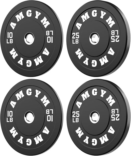 2 Inch Bumper Plates，10-500lbs，Barbell Rubber Olympic Weight Plates Set for Home Gym, Strength Training & Weight Lifting, Multiple Options Colors