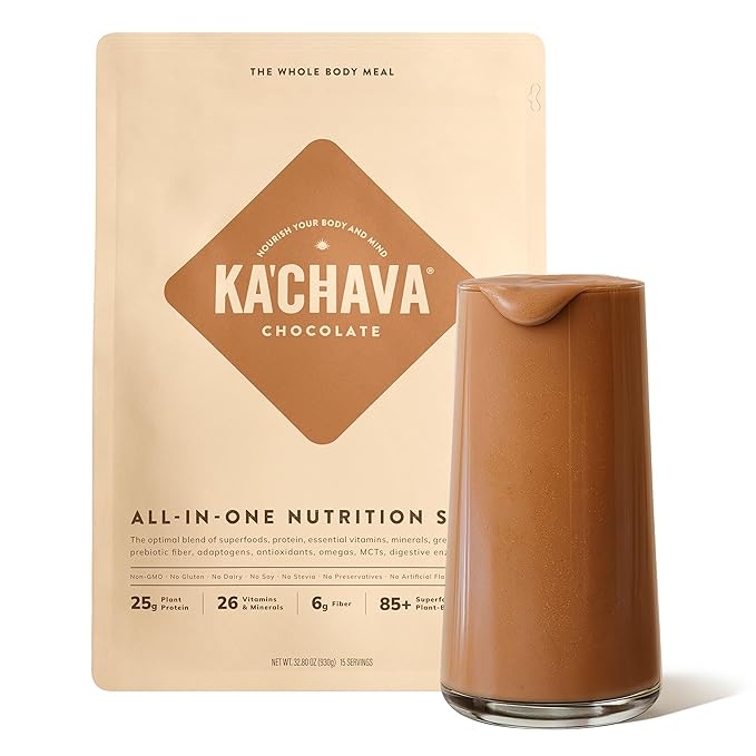 Ka’Chava Whole Body Meal Shake Chocolate 2 lb – Vegan Protein Powder with 85+ Superfoods & Greens – Plant-Based Meal Replacement with Probiotics & Digestive Enzymes – Gluten & Dairy Free (15 Servings)-FlexoryFit