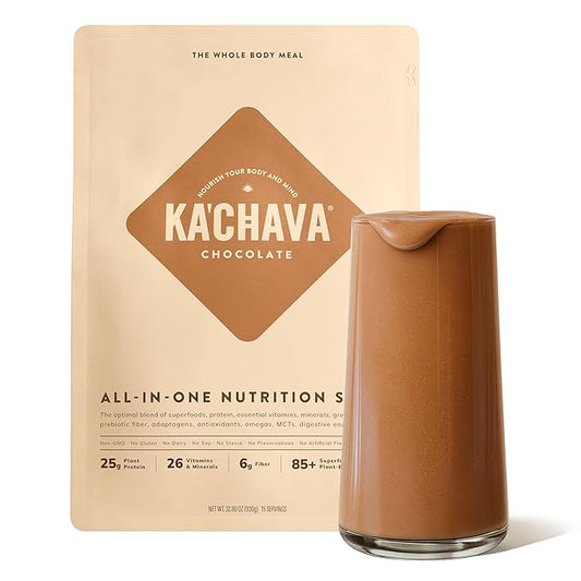 Ka’Chava Whole Body Meal Shake Chocolate 2 lb – Vegan Protein Powder with 85+ Superfoods & Greens – Plant-Based Meal Replacement with Probiotics & Digestive Enzymes – Gluten & Dairy Free (15 Servings)-FlexoryFit