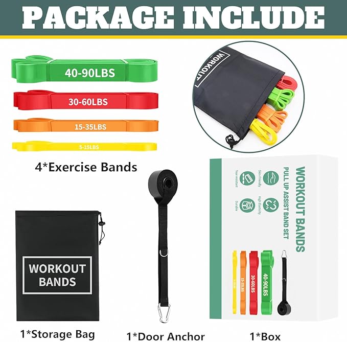 Exercise Bands Resistance Bands for Working Out,Pull Up Bands Set,at Home Workout Equipment,Workout Bands for Men and Women,Stretch Bands for Exercise-FlexoryFit