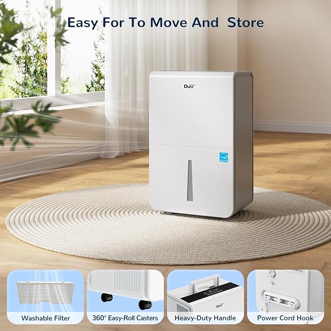 Dehumidifier for Basement,Energy Star Certified for 4500 Sq.Ft Large Room, MAX to 70 Pints/day, included 16.4 Feet Drain Hose and Pump,White