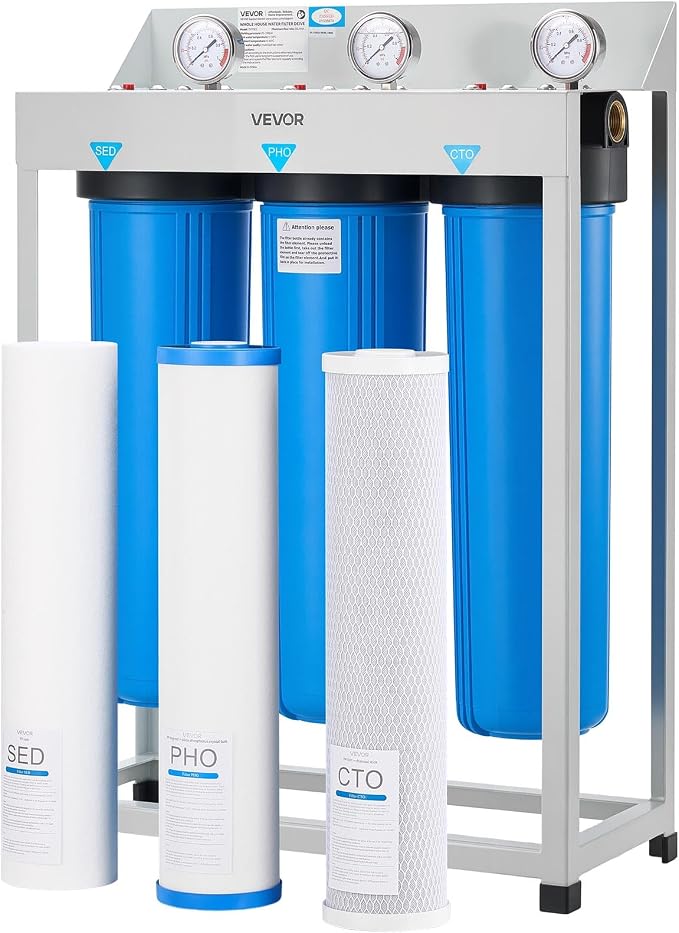 VEVOR Whole House Water Filter System, 3-Stage | Sediment, CTO | 4.5" x 20" by VEVOR