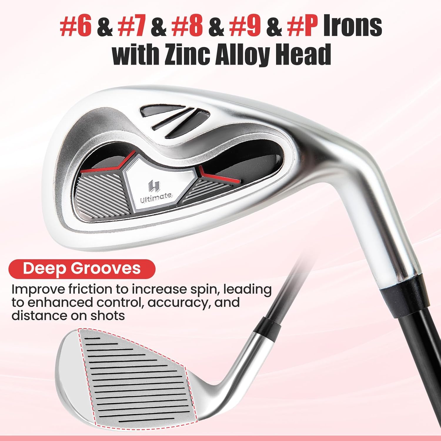 Tangkula 9/10/12 Pieces Women's Complete Golf Clubs Set, Golf Club Package Set with 460CC Driver, Fairway Wood & Hybrid, Irons, Putter, Portable Regular Golf Club Set