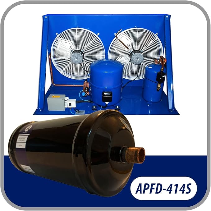 Appli Parts APFD-414S 1/2 in Liquid Line Refrigerant AC Filter Drier hvac Refrigeration 414S ODF Sweat Solder connection universal unidirectional 9-1/2 in long 3-1/2 in wide