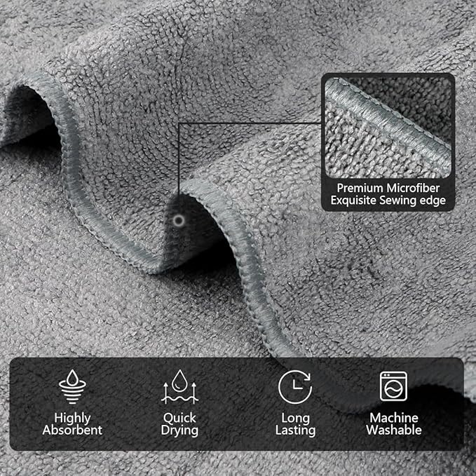Orighty Gym Towels, Highly Absorbent Sweat Towels, Soft and Quick Drying Gym Towel for Daily Use, Multi-Purpose Towel for Sport, Salon, Spa, Hotel, 16 x 27 Inch, Grey, 3 Pack-FlexoryFit