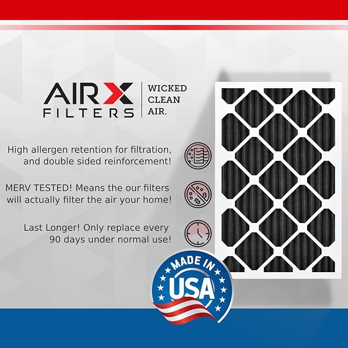 AIRX FILTERS WICKED CLEAN AIR. 20x25x1 Air Filter Odor Eliminator Carbon Filter MERV 8 AC HVAC Furnace Filters 6 Pack