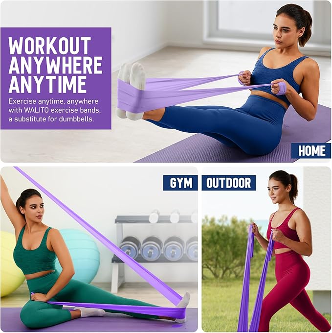 WALITO Resistance Bands for Working Out, Exercise Bands for Women and Men, Workout Bands for Physical Therapy, Stretch, Recovery, Pilates, Rehab, Strength Training and Home Gym-FlexoryFit