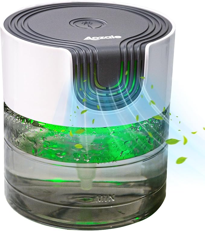 Aozale Water Air Purifier for Home, Quiet Variable Speed Water-Based Air Purifiers with LED Night Light, Essential Oil Aroma Diffuser, Humidifier & Freshener - for Home Pets Odors, Smoke (Gray)