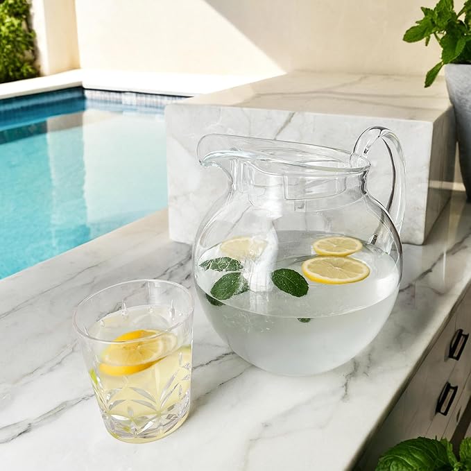 Lily's Home 115 oz Shatterproof plastic pitcher with lid, Large Capacity for both Indoor and Outdoor parties, for iced tea, lemonade, juice, margaritas, sangria and ice water