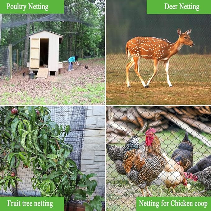 Bird Netting 20x20 Ft, 1/2In Mesh Heavy Duty Garden Netting Pest Barrier for Plants, Fruit Trees, Vegetables, Extra Strong Woven Mesh Netting, Animal Fencing Against Birds, Deer, Poultry