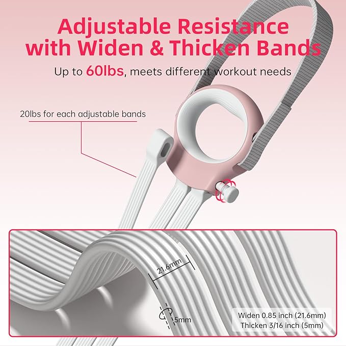 Figure 8 Fitness Resistance Bands with Handles, 20-60lb Adjustable Elastic Excercise Band, Non-Slip Fabric Silicone Bands for Strength Stretch Flexibility Training Arms Back Shoulder Chest Legs-FlexoryFit