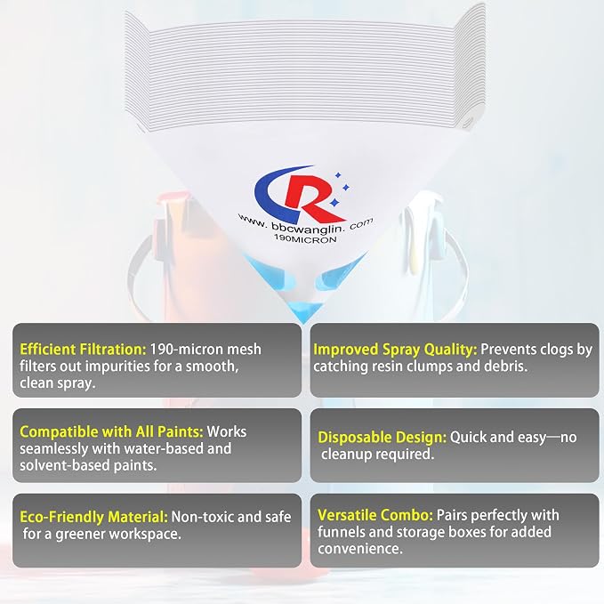 100 Pack of Paint Strainers, Paint Filter Strainer Paper Cone - Image 2