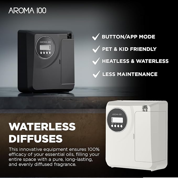 Waterless Diffuser for Essential Oil 2000sq.ft Coverage, APP Control, Hotel Scent Diffuser for Home, Nebulizer Nano Air Freshener Smart Aromatherapy Cold Air Diffusers for Large Room, Office - White