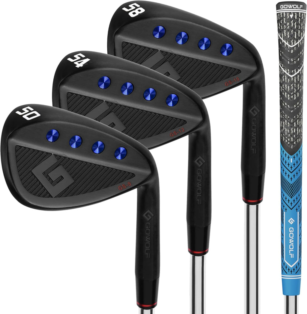 Gowolf Premium Forged Full Face Golf Wedges 50/52/54/56/58/60 Degree Individual or Sets for Men, Right Hand Gap Wedge Sand Wedge Lob Wedge, Golf Clubs CNC Milled Face for More Spin - Great Golf Gifts