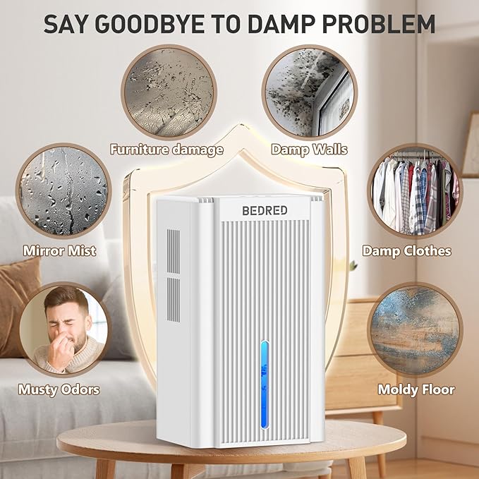 Dehumidifier,95OZ Dehumidifier for Home 1000 Sq.Ft - Quiet with Auto Shut Off & Relaxing 7 Color Ambient Light,Ideal for Livingroom, Bedroom, Basement(White)