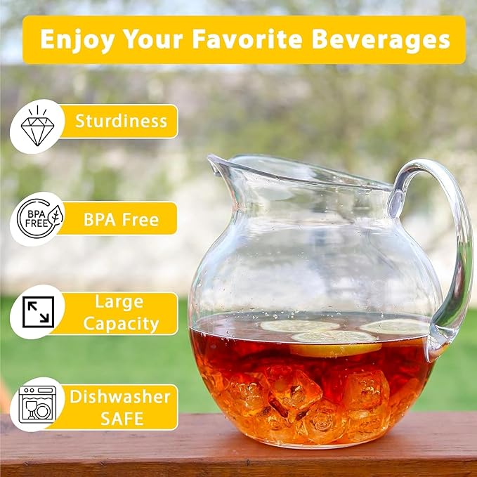Lily's Home 100 oz Shatterproof Plastic Pitcher, the Large Capacity Makes it Excellent for Parties, Both Indoor and Outdoor, Clear