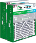 Filterbuy 21x24.5x5 Air Filter MERV 8 Dust Defense (2-Pack), Pleated HVAC AC Furnace Air Filters Replacement for Rheem, Ruud, and Protech (Actual Size: 20.63 x 24.13 x 4.38 Inches)