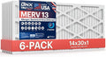 BNX TruFilter 14x30x1 Air Filter MERV 13 (6-Pack) - MADE IN USA - Electrostatic Pleated Air Conditioner HVAC AC Furnace Filters for Allergies, Pollen, Mold, Bacteria, Smoke, Allergen, MPR 1900 FPR 10
