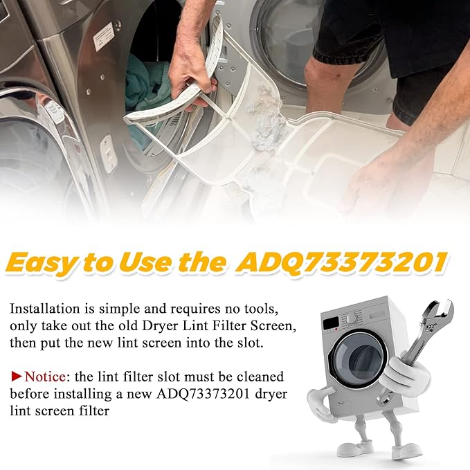 UPGRADED ADQ73373201 Lint Filter Assembly - Dryer Lint Screen Replacement for Kenmore LG Dryer - Replaces 2656948 AP5675511 PS7787727 EAP7787727 by Techecook