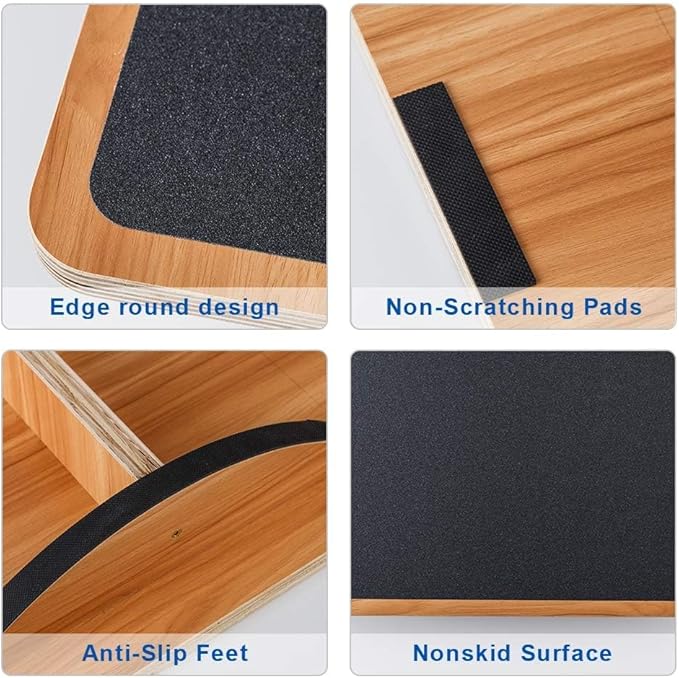 StrongTek Professional Wooden Balance Board, Rocker Board, Wood Standing Desk Accessory, Balancing Board for Under Desk, Anti Slip Roller, Core Strength, Stability, Office Wobble Boards-FlexoryFit