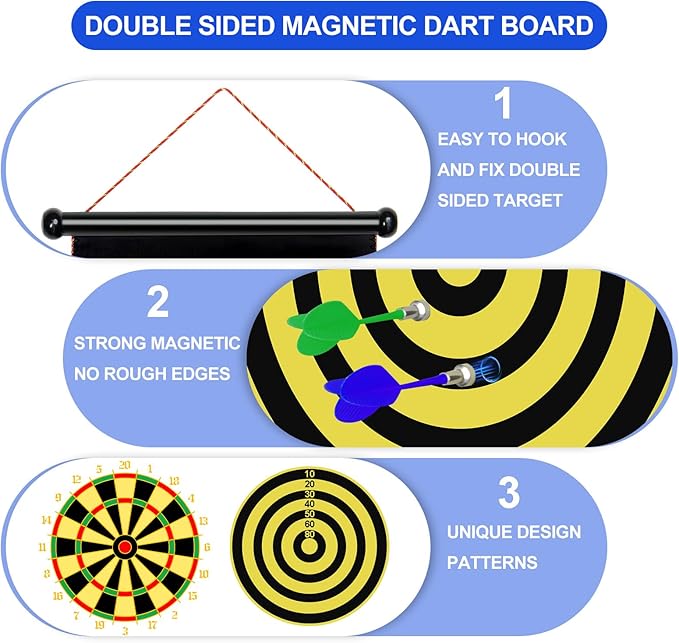Magnetic Dart Board Outdoor Game Suitable for Children to Play Comes with 12 Darts Best Toys Gifts for Teenage Boys Girls Age 5 6 7 8 9 10 11 12 Years (12 in)