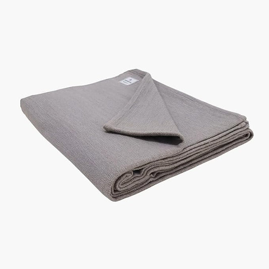 Yogikuti Iyengar Cotton Yoga Blanket Set of One – Thick Handwoven Yoga Blankets for Restorative Yoga, Meditation & Pranayama – Premium Cotton Yoga Blanket for Support & Comfort in Pranayama (Gray)-FlexoryFit