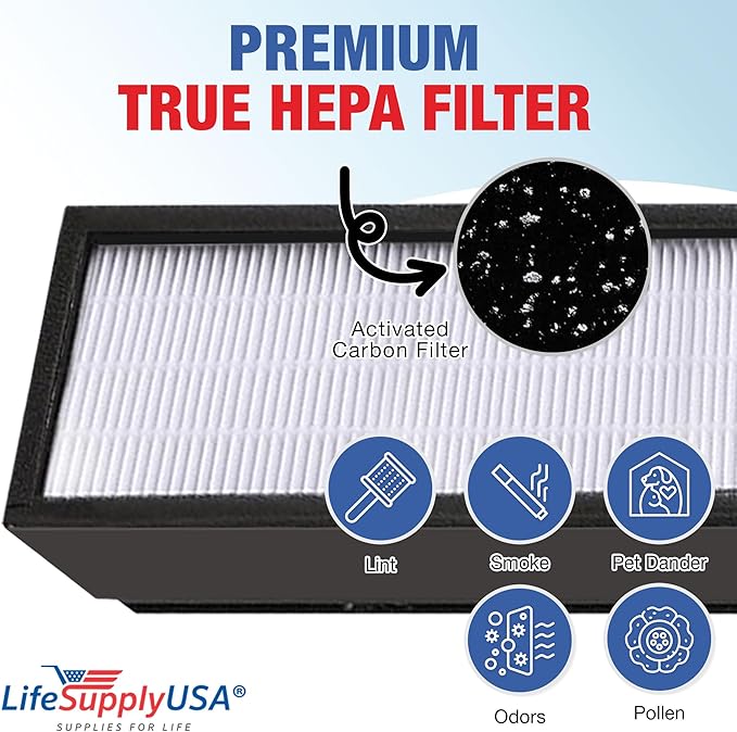 LifeSupplyUSA True HEPA Replacement Compatible with GermGuardian FLT5000/FLT5111 AC5000 Series Air Cleaners, Filter C (2-Pack)