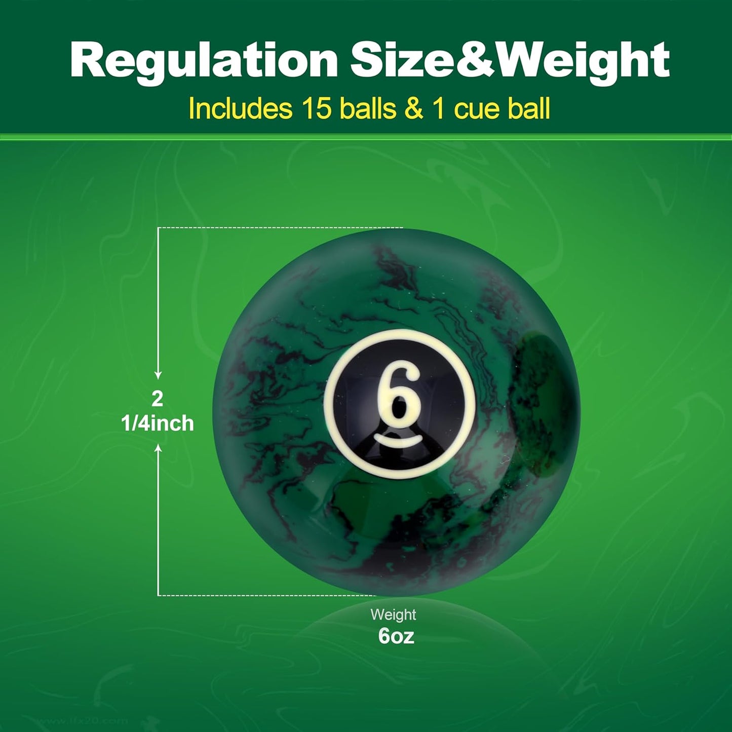 Pool Shark Authentic Billiard Balls Professional/Amateur Set High-End Pure Polyresin 2-1/4-inch Balls Complete 16pcs Set