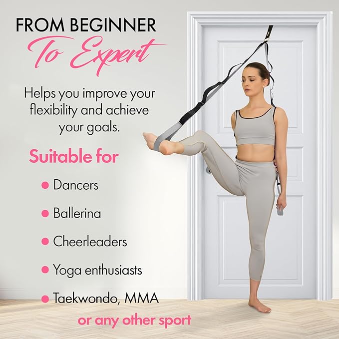 10-Loop Yoga Strap with Door Anchor – Stretch Strap for Flexibility, Deep Stretching, and Improved Balance – Perfect Yoga Accessory for All Fitness Levels-FlexoryFit