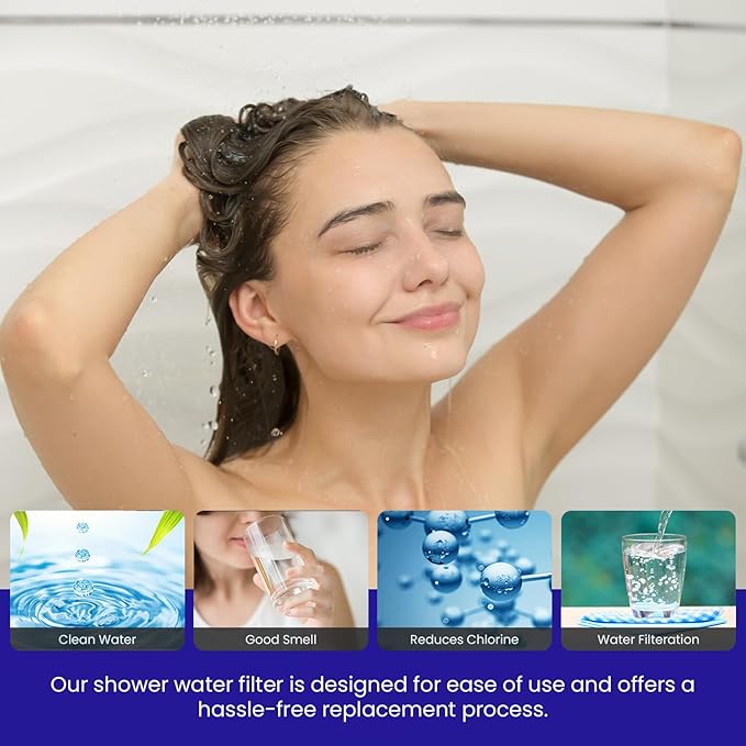 Crystal Quest Shower Filter Replacement Cartridge - Removes Chlorine and Contaminants for Cleaner Water - Durable BPA-Free - Built in the USA - Fits Crystal Quest Shower Filters [Pack of 2]