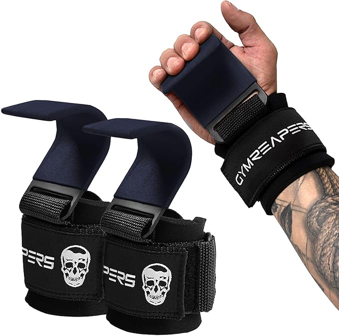 Gymreapers Weight Lifting Hooks (Pair), Heavy Duty Power Wrist Straps Hand Grip Support For Deadlifts, Pull Ups, Shrugs - Gym Gloves For Men and Women-FlexoryFit