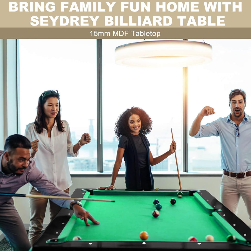 Seydrey 6-Foot Portable Foldable Pool Table with All Accessories – Compact Billiards Table for Home, Game Room, Apartment