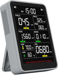 XOOPON 13-in-1 Indoor Air Quality Monitor with PM1.0/2.5/10, CO2, HCHO, TVOC, Temp, Humidity & Time, 4 Alarm Modes, Portable Air Quality Tester for Home, Office, Car, Wall-Mount or Desktop Use