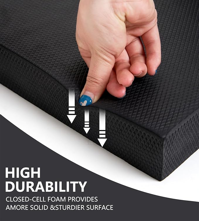 nuveti Large Balance Pad - TPE Non-Slip Mat for Fitness & Balance Exercises,Yoga, Physical Therapy, Knee Cushion Slip Resistant Foam Mat for Yoga & Balance Training, Board Foam for Strength Training, Kneeling Pads for Home Gym Exercise（20''x16''x2.4''）-FlexoryFit