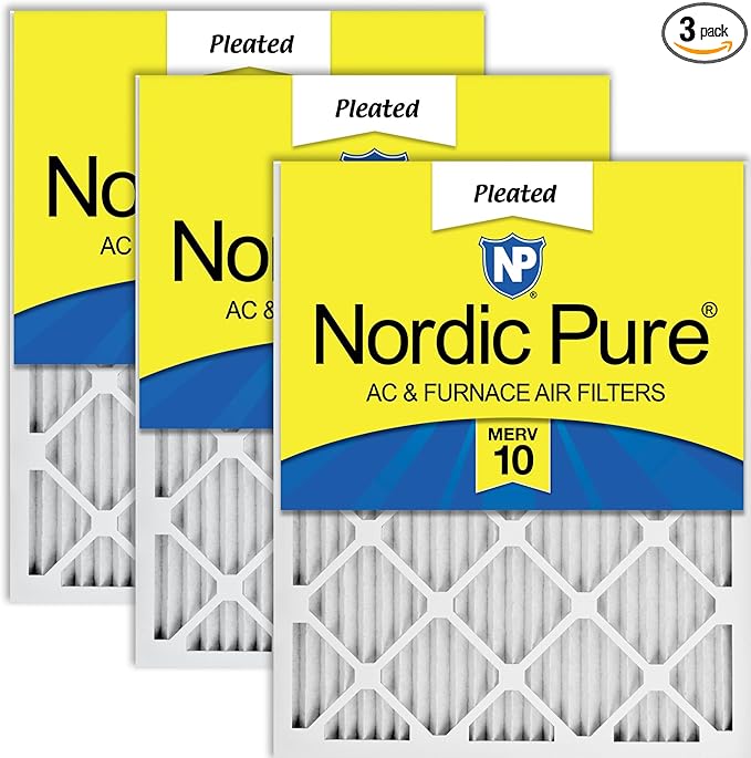 Nordic Pure 16x24x1 (15 1/2 x 23 1/2 x 3/4) Pleated MERV 10 Air Filters 3 Pack