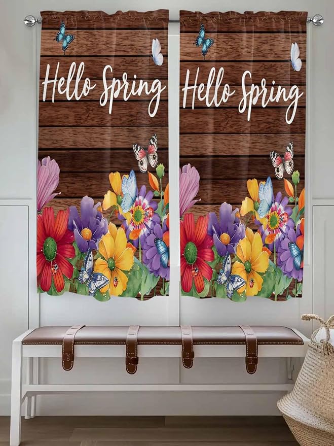 Spring Flowers Living Room Curtains 72 Inches length, Watercolor Farmhouse - Image 4