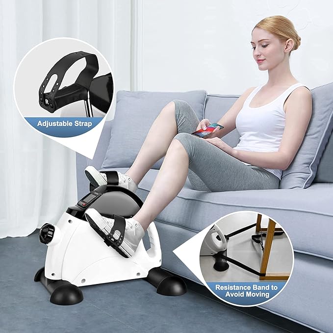 Under Desk Bike Pedal Exerciser Portable Home Exercise Bike Pedal Exerciser Foot Peddler Portable Therapy Bicycle Leg Peddler Portable Mini Cycle Bike for Hands Arm Trainer-FlexoryFit