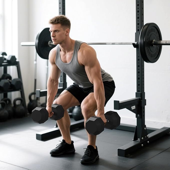 Rubber Coated Hex Dumbbell Weight Set, Multiple Sizes Exercise & Fitness Dumbbells,100LB Set,110LB Set,200LB,350LB,450LB,550LB, 35-50Lbs Pairs for Muscle Toning, Strength Building & Full Body Workout-FlexoryFit