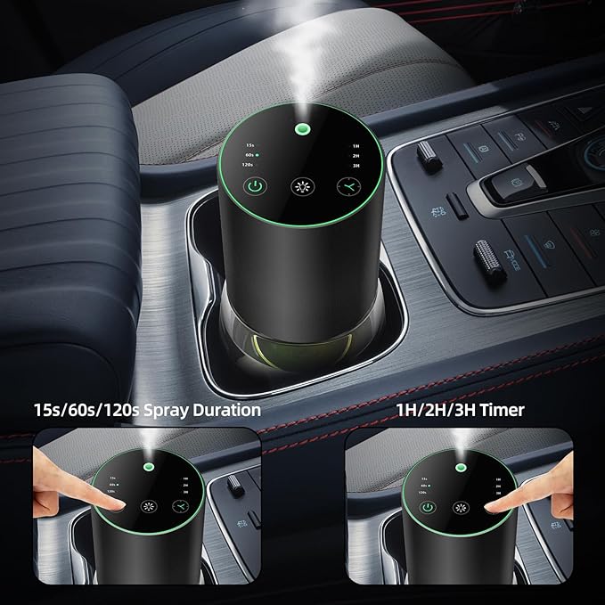 Waterless Essential Oil Diffuser 100ML Large Capacity Battery Powered Diffuser with 7 Colors LED Lights for Large Room Living Room Bedroom Office Aluminum Alloy
