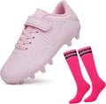 brooman Kids Firm Ground Soccer Cleats Boys Girls Football Cleats with Soccer Socks