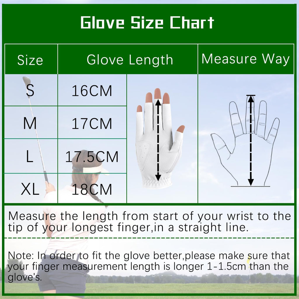MAZEL Women's Fingerless Golf Gloves One Pair Open-Finger Design,Breathable Hot Wet Weather Sweat-Absorbing,Fit Size S M L XL