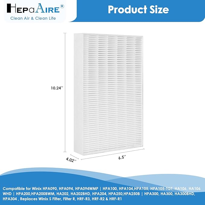9 Pack HPA300 Filter Replacement Compatible With Honeywell HPA300, HPA200, HPA100, HPA090 Series and HPA5300 Air Purifier, H13 True Replacement,Filter R (HRF-R3 & HRF-R2 & HRF-R1)