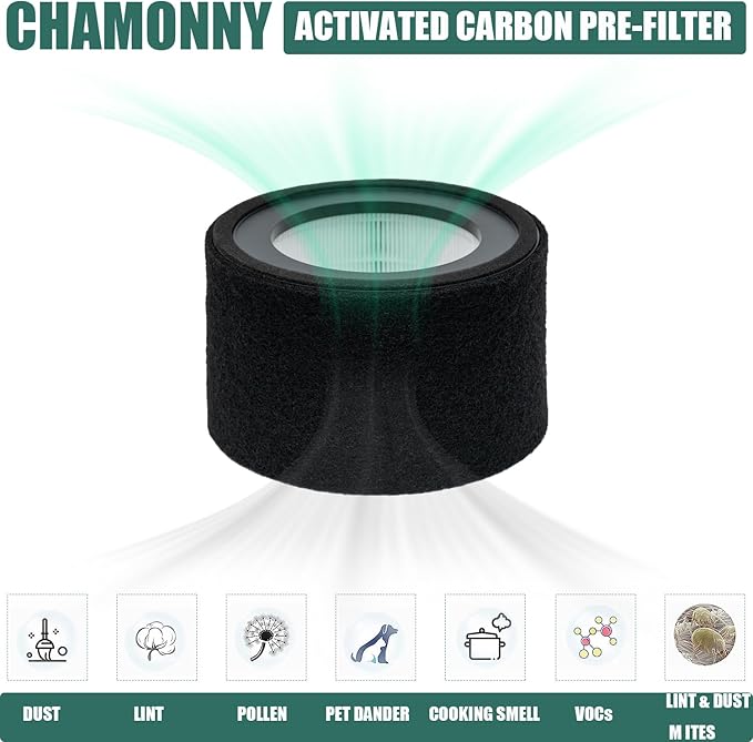 EE-5068 Filter Replacement, Compatible with Crane EE-5068 and Etery jt-8115m Air Purifiers, 3-in-1 H13 True HEPA Filter and Activated Carbon Filter, Part# HS-1946, 2 Pack