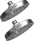 WeAQUA Shower Head High Pressure 2 PACK – 4.5 Inch, 5 Spray Settings, 72 Anti-Clog Nozzles, Easy 1-Min Installation, Fixed Shower Heads for Powerful Bathroom Upgrade (STD-SHWR-HD02)